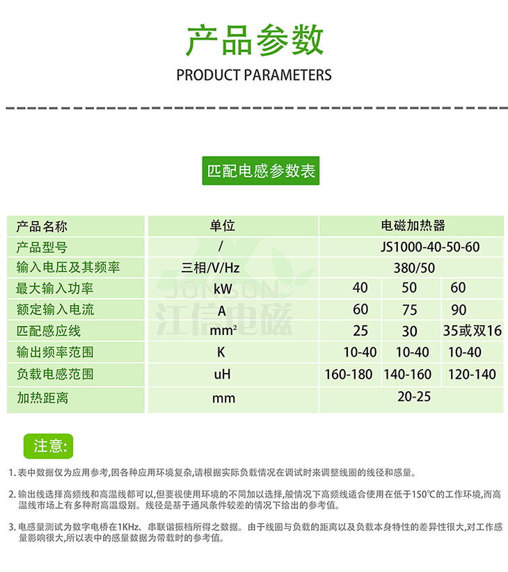 电磁加热器匹配参数